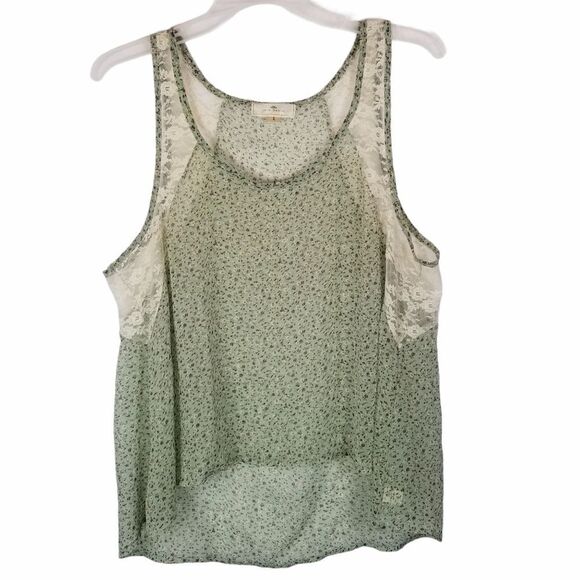 IRIS BASIC FLORAL PRINT WITH LACE HI-LOW HEM. SZ L - Picture 1 of 14